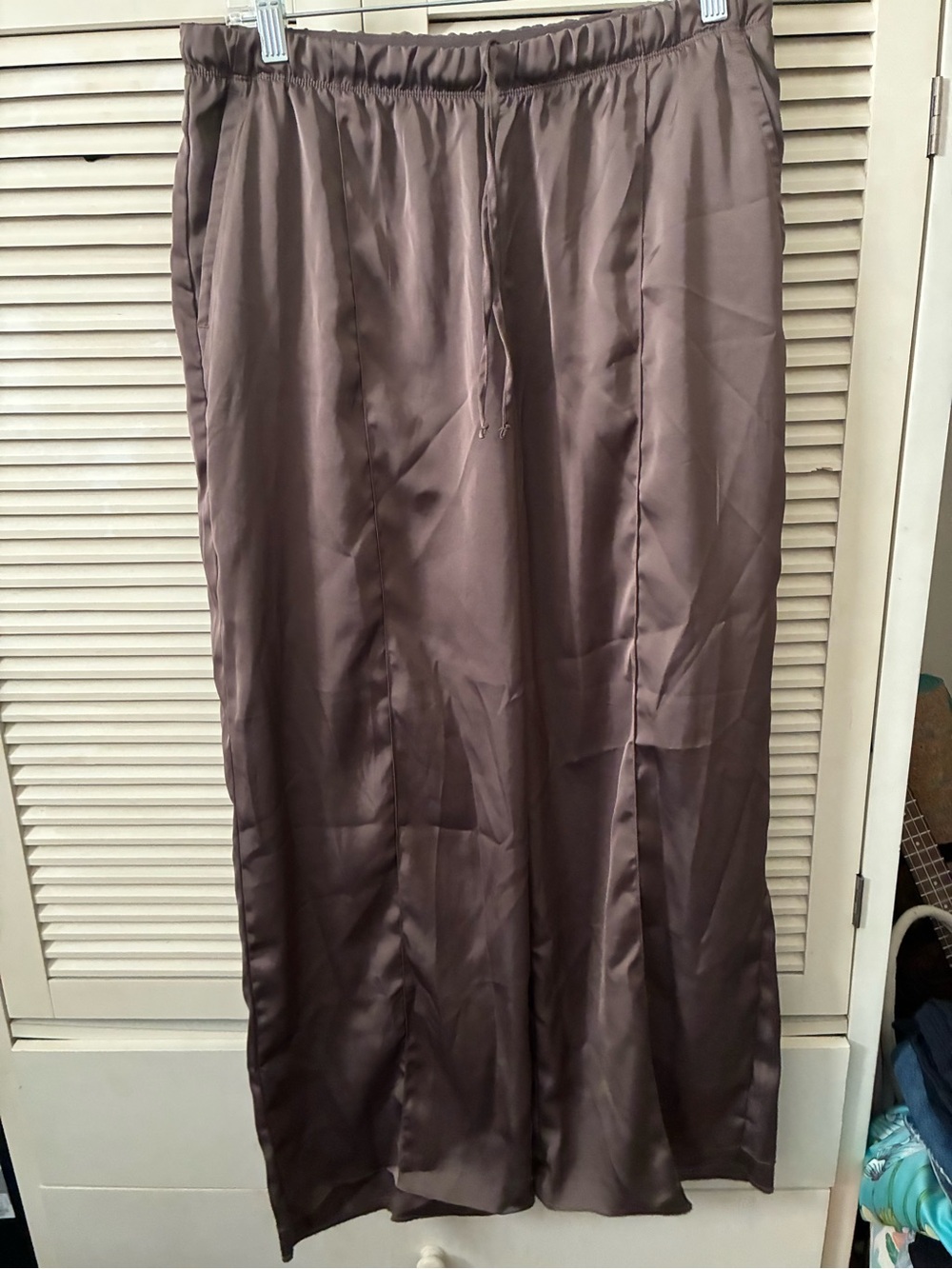 GAP Wide Leg Satin Pants in Chocolate Brown
